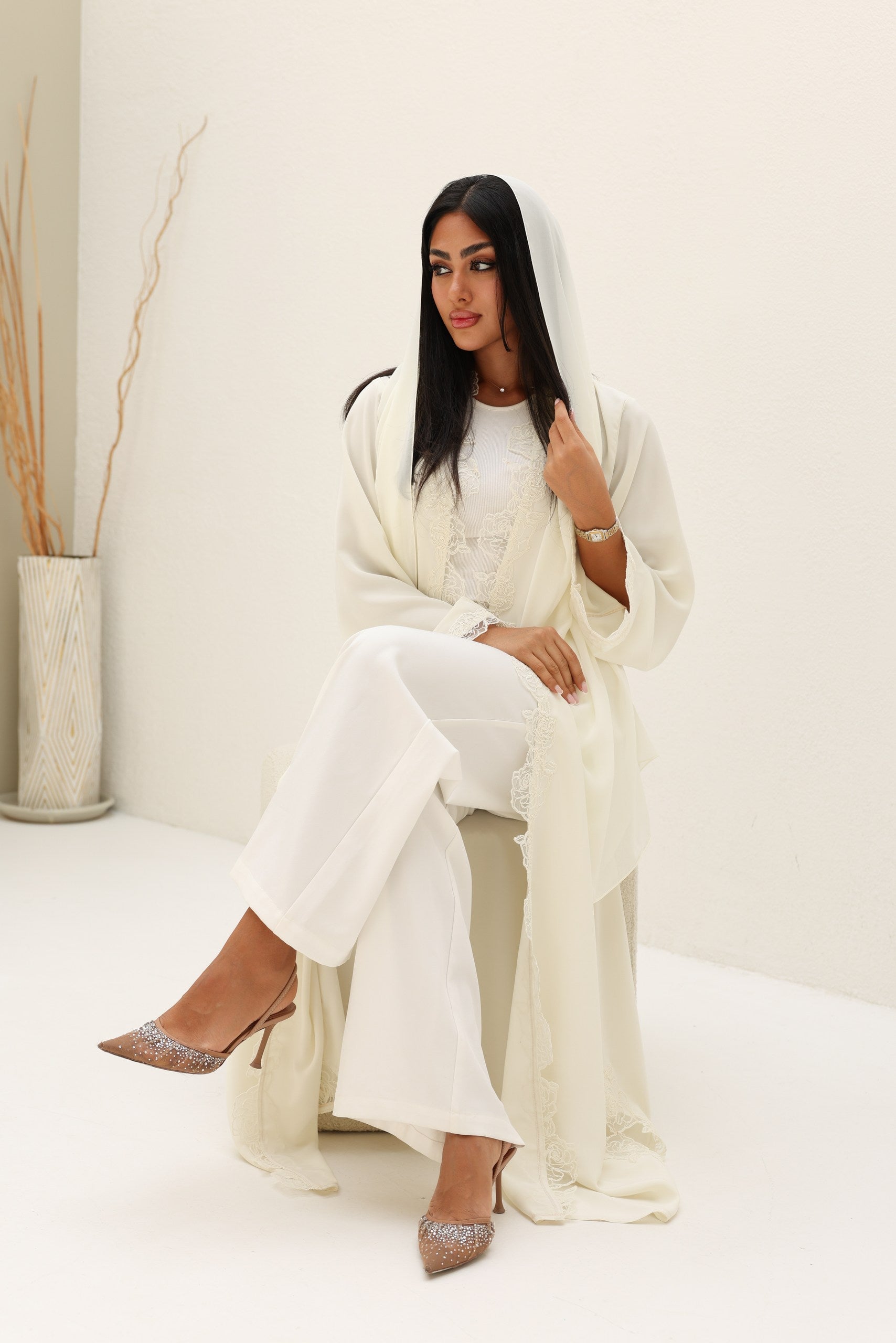 Lace Abaya Butter NOEVE